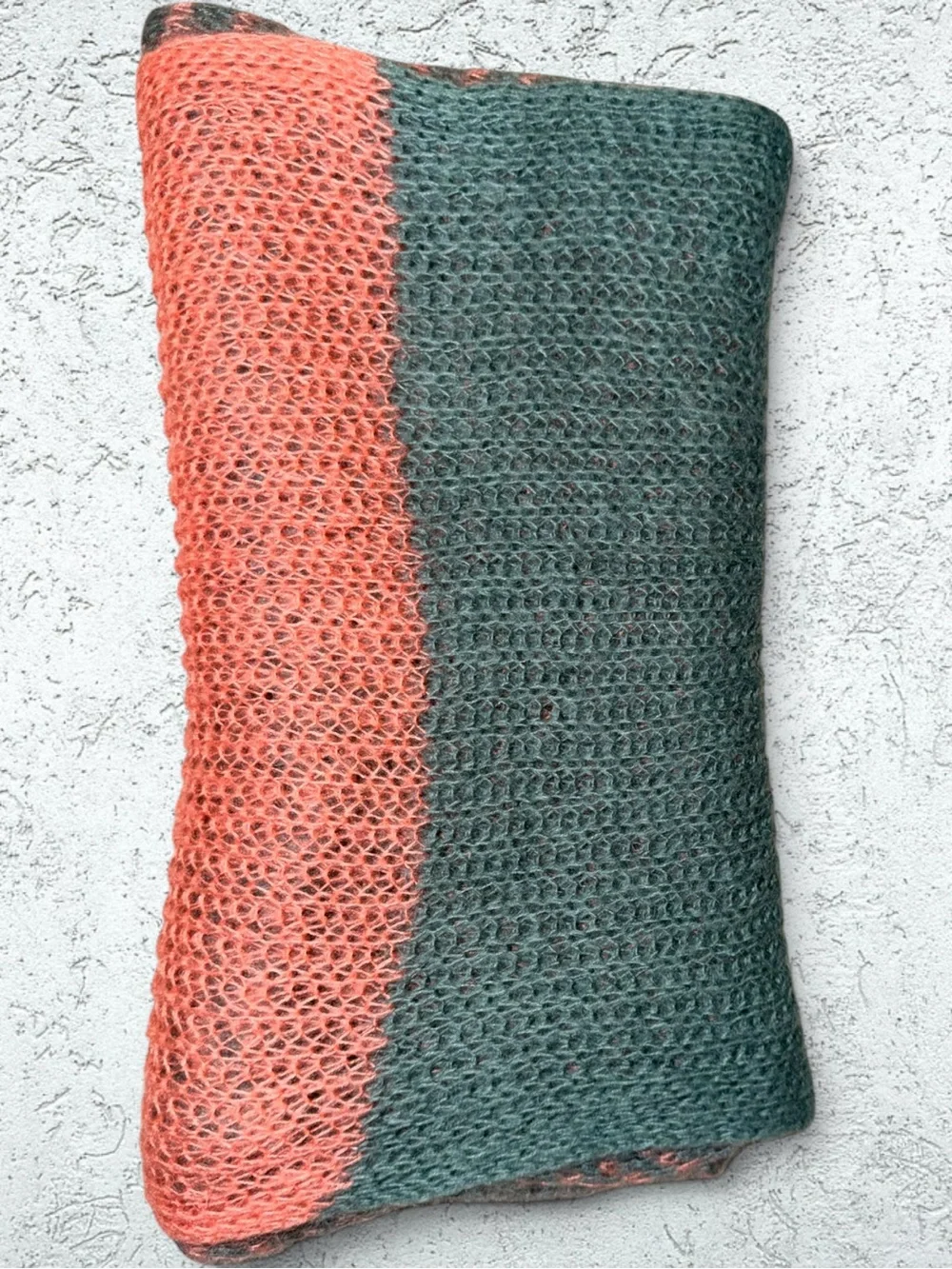 🌻Cozy Knit Infinity Scarf in Coral, Teal & Gray